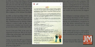 50 yrs of YRF: Aditya Chopra remembers father Yash Chopra