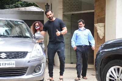 Mumbai: Actor John Abraham seen at Bandra in Mumbai on Sep 28, 2020. (Photo: IANS)