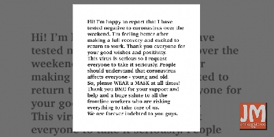 Arjun Kapoor Covid-19 negative, feeling better after full recovery