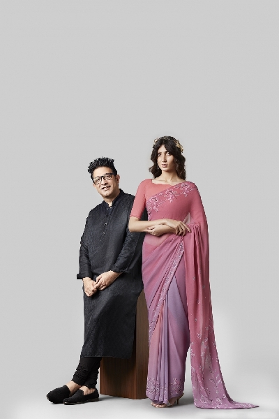 Designer Suneet Varma (left) debuts a festive collection in time for the season.