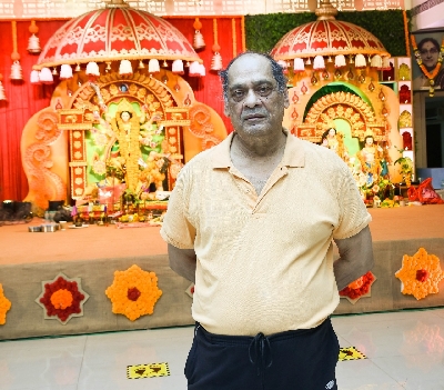 Mumbai: Actor Debu Mukherjee during Maha Ashtami celebrations at North Bombay Sarbojanin Durga Puja pandal, in Mumbai on Oct 24, 2020. (Photo: IANS)