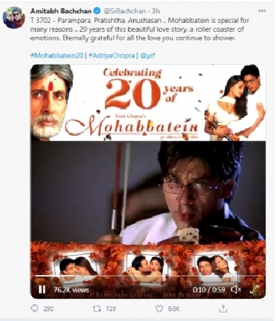 Big B looks back as Mohabbatein turns 20.