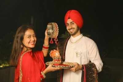 Neha Kakkar shares glimpses of first Karwa Chauth with husband Rohanpreet.