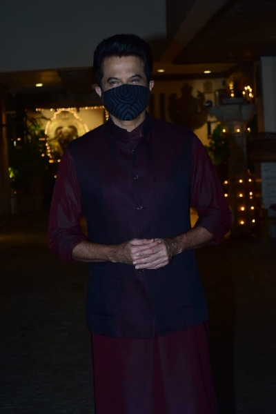 Mumbai: Actor Anil Kapoor poses for the shutterbugs during Karwa Chauth celebrations in Mumbai on Nov 4, 2020. (Photo: IANS)