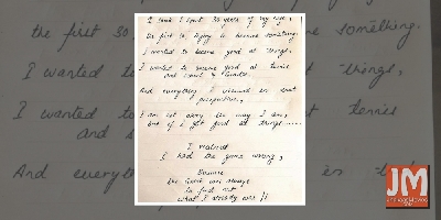 Sushant's handwritten note: I am not okay the way I am