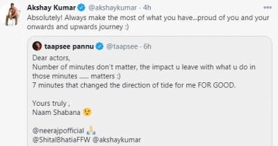Akshay to Taapsee: Proud of you, your journey (Credit: @akshaykumar/Twitter)