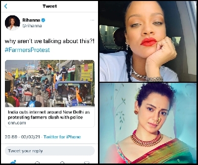 Rihanna tweets about farmers' protest, Kangana calls her a 'fool'.