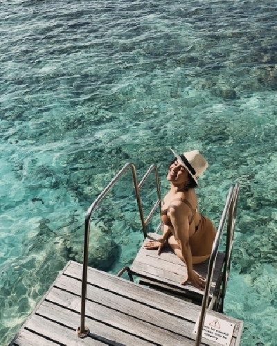 Sanya Malhotra strikes a sunkissed pose in bikini.(photo:Instagram)