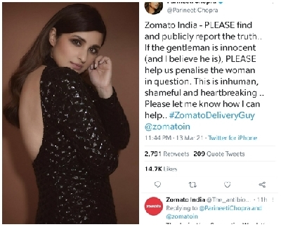 Parineeti Chopra urges Zomato to 'publicly report the truth'