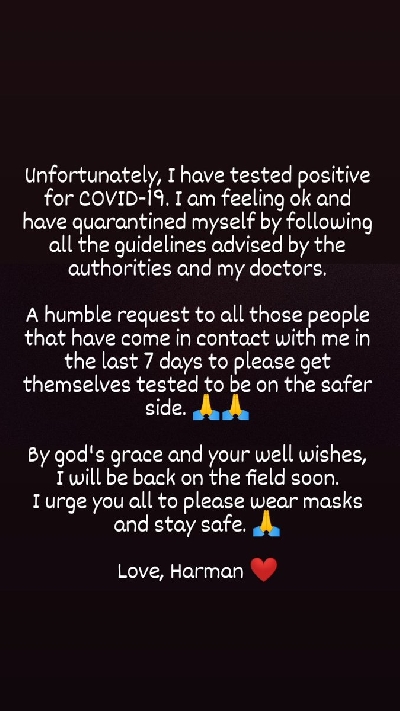 Harmanpreet Kaur tests positive for Covid-19