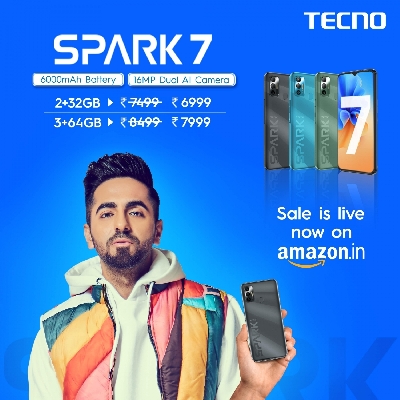 TECNO SPARK 7 goes live for sale on Amazon.