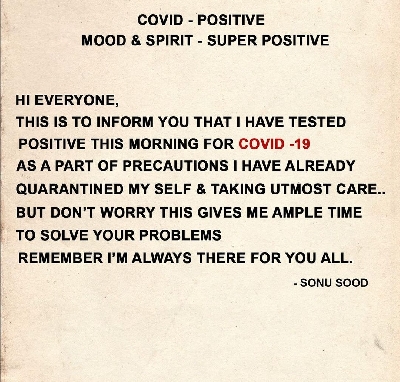 Sonu Sood tests Covid positive.(photo:Instagram)
