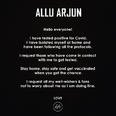 Allu Arjun tests positive for Covid-19(Photo:Instagram )