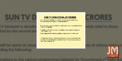 Sun TV donates 30 crore for Covid-affected