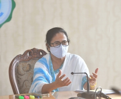 Kolkata:  West Bengal Chief Minister Mamata Banerjee at a press conference at Nabanna Howrah in Kolkata on Monday 14 June 2021. (Photo: Kuntal Chakrabarty/ IANS)