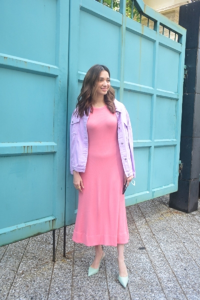 Mumbai: Tamanna Bhatia spotted at Maddock office in Santacruz on Tuesday August 03, 2021.(Photo: Sanjay Tiwari/IANS)