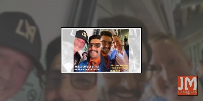 Ranveer Singh poses with Will Ferell, Ray Parlour