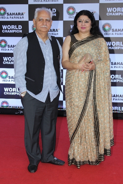 Mumbai: Filmmaker Ramesh Sippy with wife Kiran Juneja at PV Sindhu's felicitation ceremony organised by Sahara Group in Mumbai on Sep 8, 2019. (Photo: IANS)