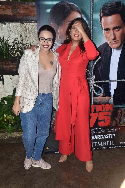 Mumbai: Actors Swara Bhaskar and Richa Chaddha at the screening of the upcoming "Section 375" in Mumbai, on Sep 8, 2019. (Photo: IANS)