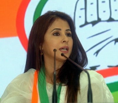 New Delhi: Actress Urmila Matondkar addresses after joining Congress in New Delhi, on March 27, 2019. (Photo: IANS)