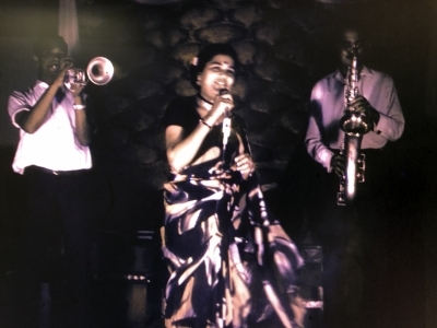 Throwback pictures of singer Usha Uthup performing live at Trincas.