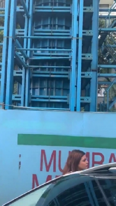 A huge piece of rock fell on actress Mouni Roy