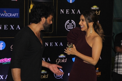 Mumbai: Actor Bobby Deol with singer Sophie Choudry at the Green Carpet of 20th IIFA Awards, in Mumbai on Sep 18, 2019. (Photo: IANS)