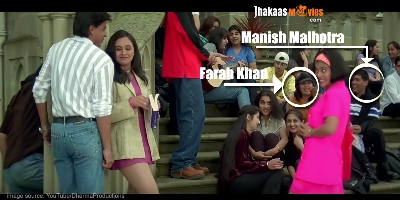 Farah Khan and Manish Malhotra in one of the scenes in Kuch Kuch Hota Hai