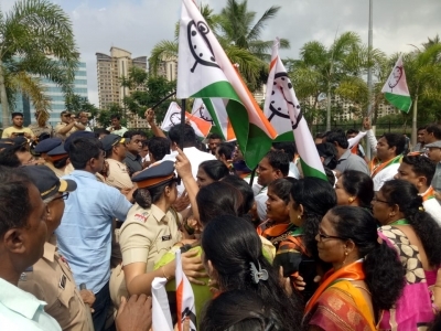 Mumbai: NCP workers stage a demonstration against Sony TV and actor and television show ÃƒÂƒÃ‚Â¢ÃƒÂ‚Ã‚Â€ÃƒÂ‚Ã‚ÂœKaun Banega CrorepatiÃƒÂƒÃ‚Â¢ÃƒÂ‚Ã‚Â€ÃƒÂ‚Ã‚Â host Amitabh Bachchan after a question asked on the show referred Maratha warrior ruler Chhatrapati Shivaji Maharaj as Shivaji; in Mumbai on Nov 8, 2019. However, Sony TV -- which airs the show -- came out to publicly admit the mistake after #Boycott_KBC_SonyTv started trending on social media. (Photo: IANS)