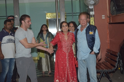 Mumbai: Writer Salim Khan, with his wife Salma Khan and son Sohail Khan at the wedding anniversary party of his daughter Arpita Khan and son-in-law Aayush Sharma in Mumbai on Nov 18, 2019. (Photo: IANS)