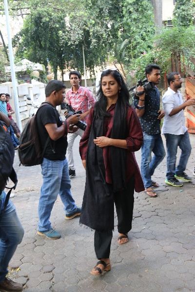 Mumbai: Actress Nandita Das at the funeral of Shaukat Azmi - veteran actress, wife of renowned Late Urdu poet and lyricist Kaifi Azmi and mother of actress Shabana Azmi - in Mumbai on Nov 23, 2019. (Photo: IANS)