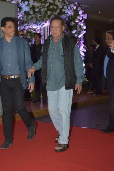 Mumbai: Actor Salman Khan's father and writer Salim Khan at the wedding reception of filmmaker Sooraj Barjatya's son Devaansh Barjatya in Mumbai on Nov 29, 2019. (Photo: IANS)