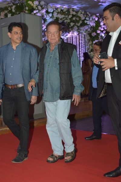 Mumbai: Actor Salman Khan's father and writer Salim Khan at the wedding reception of filmmaker Sooraj Barjatya's son Devaansh Barjatya in Mumbai on Nov 29, 2019. (Photo: IANS)