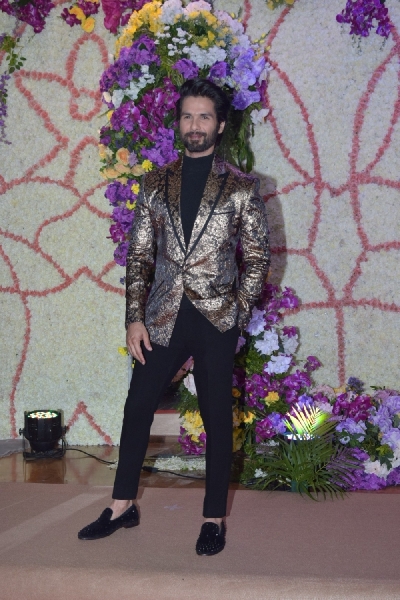 Mumbai: Actor Shahid Kapoor at the wedding reception of filmmaker Sooraj Barjatya's son Devaansh Barjatya in Mumbai on Nov 29, 2019. (Photo: IANS)